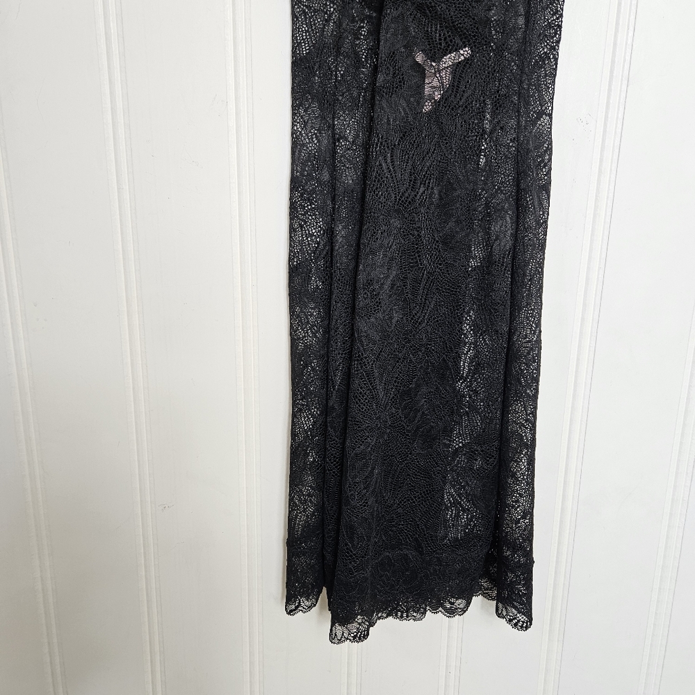 Victoria's Secret Lace Chemise M Sheer Cross Back Negligee Slip Dress Black Sexy - Picture 7 of 10